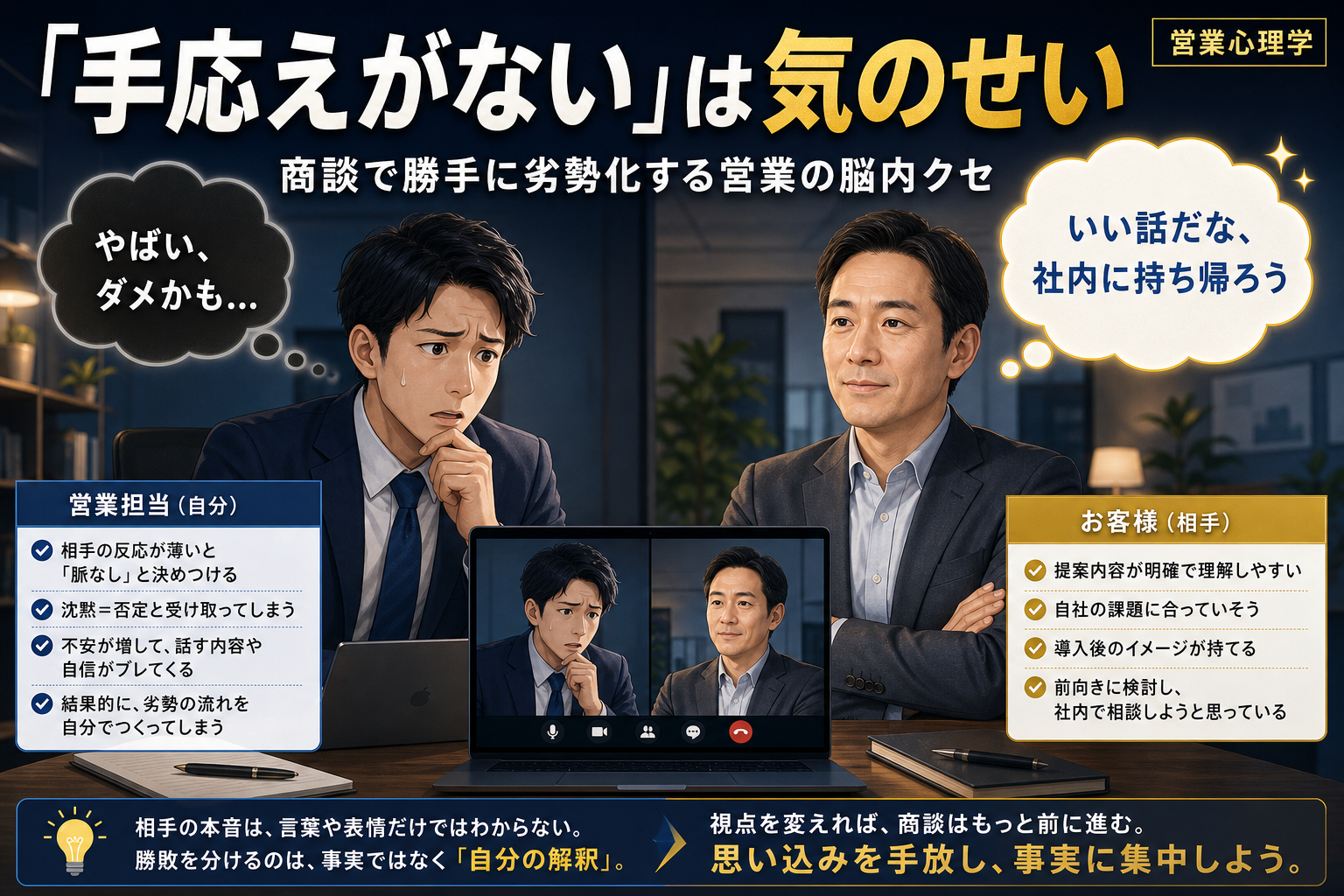 「手応えがない」は気のせい｜商談で勝手に劣勢化する営業の脳内クセ